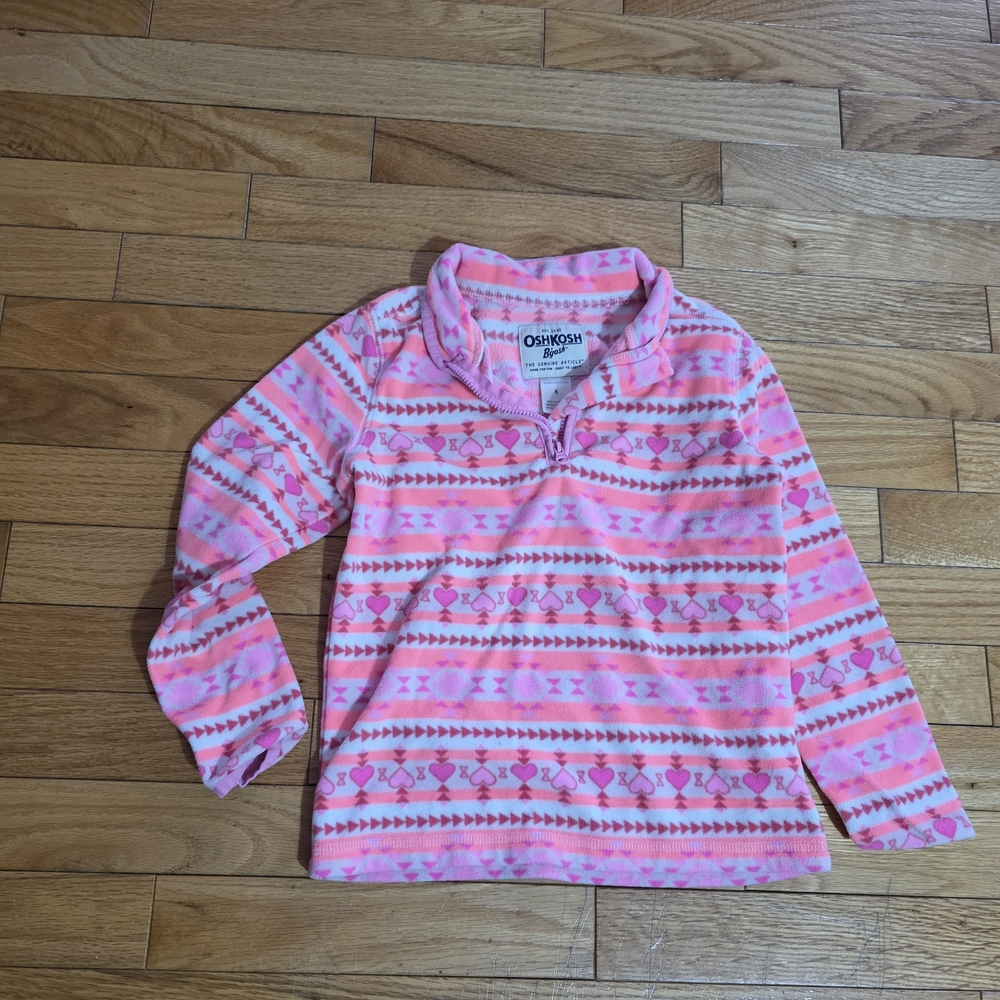 OshKosh B'gosh Pink & White Heart Patterned Fleece Pullover